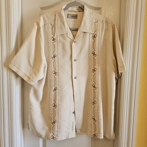 Cubavera Men's Beige Embroidered Guayabera Shirt